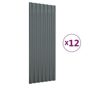 vidaXL Pain&eacute;is de telhado 12 pcs 100x36cm a&ccedil;o galvanizado antracite