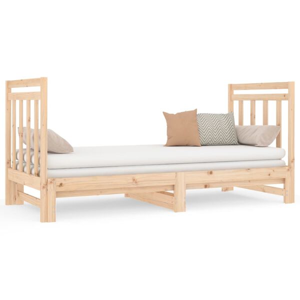 vidaXL Estrutura sof&aacute;-cama de puxar 2x(90x190) cm pinho maci&ccedil;o