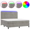 vidaXL Cama box spring c/ colch&atilde;o/LED 160x200 cm veludo cinzento-claro