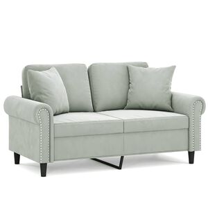 vidaXL Sof&aacute; 2 lugares + almofadas decorativas 120cm veludo cinza-claro