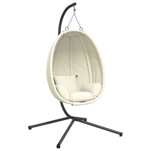 vidaXL Cadeira em forma de ovo suspensa com suporte tecido/a&ccedil;o bege