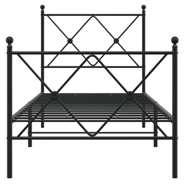 vidaXL Estrutura de cama com cabeceira e p&eacute;s 75x190 cm metal preto