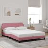 vidaXL Estrutura de cama com cabeceira Dover 140x200 cm veludo rosa
