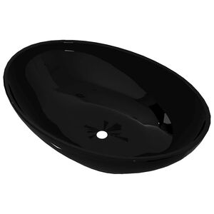 Lavat&oacute;rio cer&acirc;mica 40 x 33 cm, forma oval / Preto