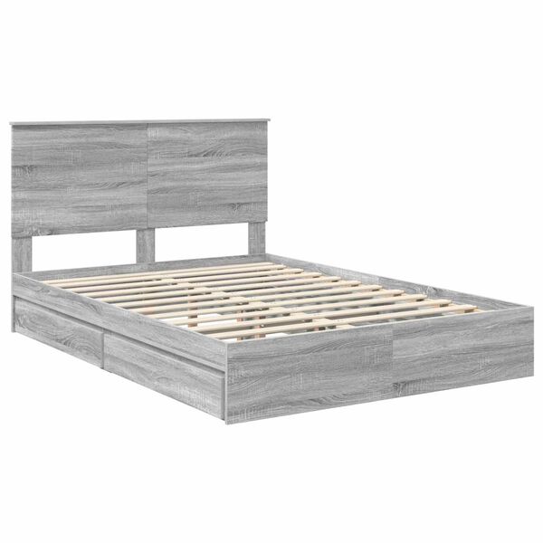 vidaXL Cama com Armazenamento com cabeceira Cinza Sonoma 160 x 200 cm