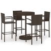 vidaXL 5 pcs conjunto de bar para jardim vime PE castanho
