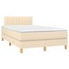 vidaXL Cama box spring c/ colch&atilde;o e LED 120x190 cm tecido cor creme