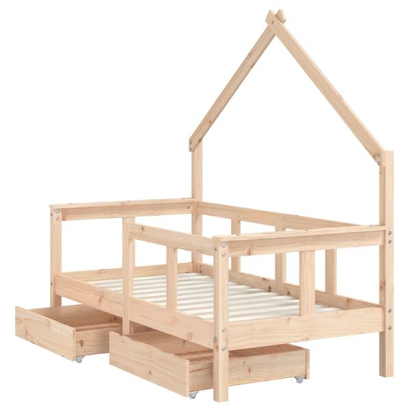 vidaXL Estrutura de cama infantil c/ gavetas 70x140 cm pinho maciço