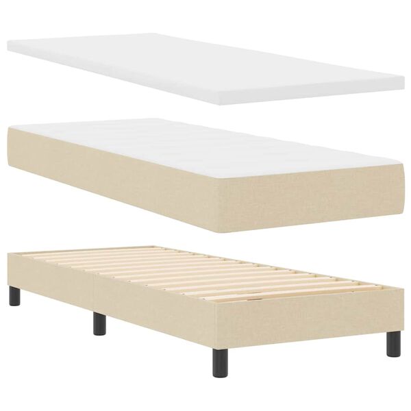 vidaXL Cama Box com colch&atilde;o com cabeceira Creme 200 x 80 cm Poli&eacute;ster
