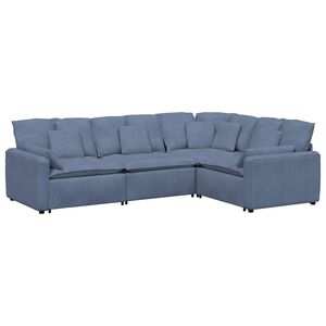 vidaXL Sof&aacute; modular com almofadas em tecido de veludo cotel&ecirc; azul