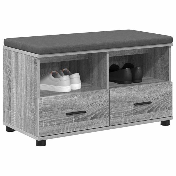 vidaXL Banco de Hall com almofada Cinza Sonoma 80 x 38 x 46 cm