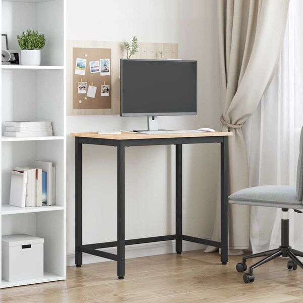 vidaXL mesa Natural 80 x 50 x 77 cm Madeira de Engenharia e A&ccedil;o