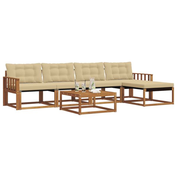 vidaXL Conjunto de Sof&aacute;s para Exterior 6 pcs Natural e Bege