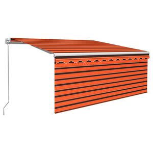 vidaXL Toldo retr&aacute;til manual com estore/LED 3,5x2,5 m laranja/castanho