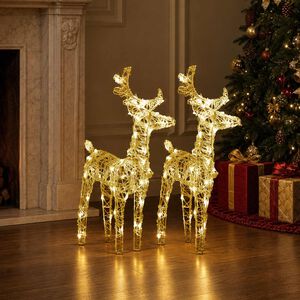 vidaXL Renas de Natal 2 pcs 80 luzes LED acr&iacute;lico branco quente