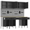 vidaXL Arm&aacute;rio de Trabalho 10 pcs Preto Madeira de Engenharia e A&ccedil;o
