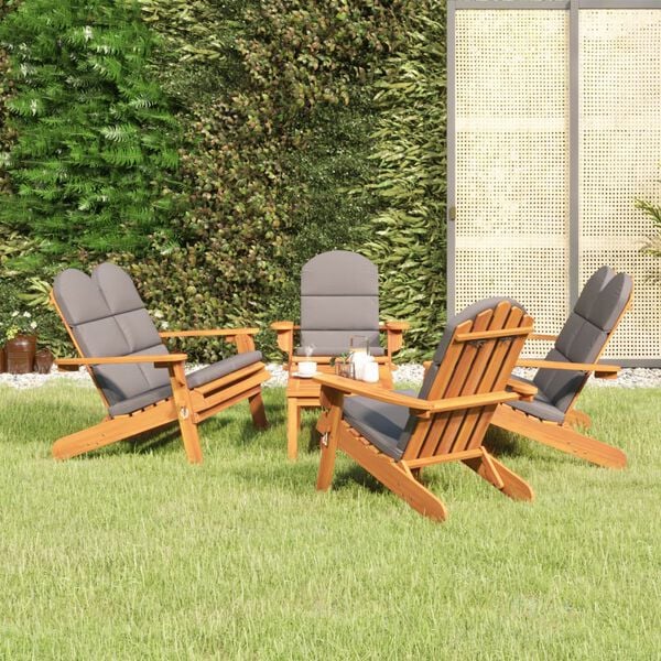 vidaXL 5 pcs conjunto lounge jardim Adirondack madeira ac&aacute;cia maci&ccedil;a
