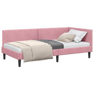 vidaXL Estrutura de Cama de Canto Rosa 80 cm x 200 cm Veludo