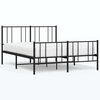 vidaXL Estrutura de cama com cabeceira e p&eacute;s 135x190 cm metal preto