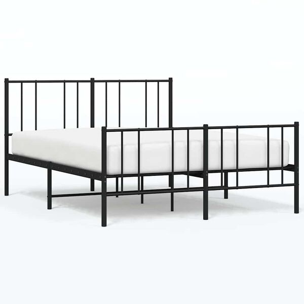 vidaXL Estrutura de cama com cabeceira e p&eacute;s 135x190 cm metal preto