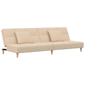 vidaXL Sof&aacute;-cama 2 lugares com duas almofadas tecido cor creme