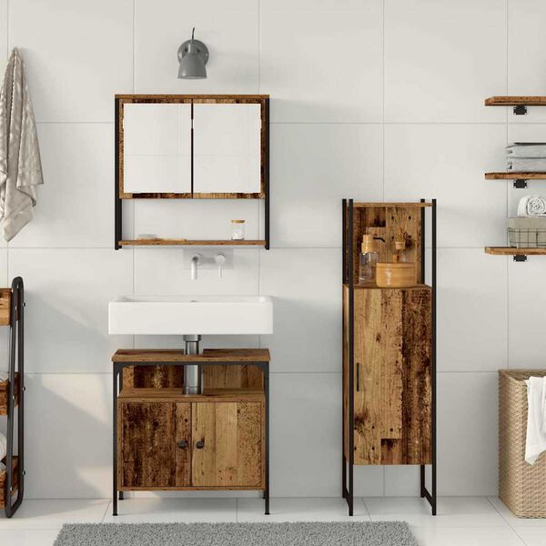 vidaXL Conjunto de M&oacute;veis para Banheiro com prateleira 3 pcs Castanho