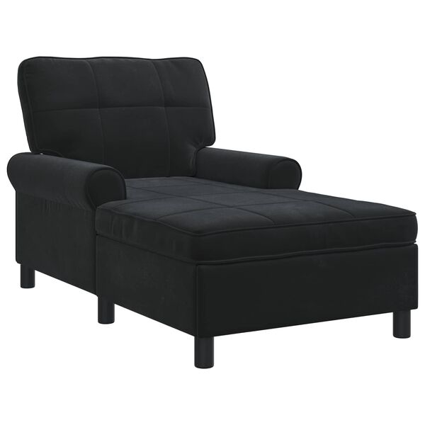 vidaXL Chaise Lounge com almofada Preto 91 x 157 x 91 cm Veludo