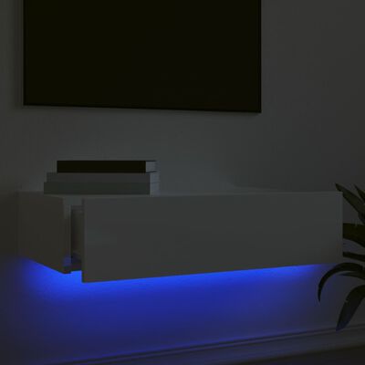 vidaXL Móvel de TV com luzes LED 60x35x15,5 cm branco brilhante