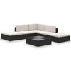 vidaXL 6 pcs conjunto lounge de jardim c/ almofad&otilde;es vime PE preto
