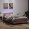 vidaXL Cama box spring c/ colch&atilde;o e LED 120x220 cm veludo rosa