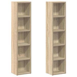 vidaXL Arm&aacute;rios CD 2 pcs 21x16x93,5 cm contraplacado carvalho sonoma