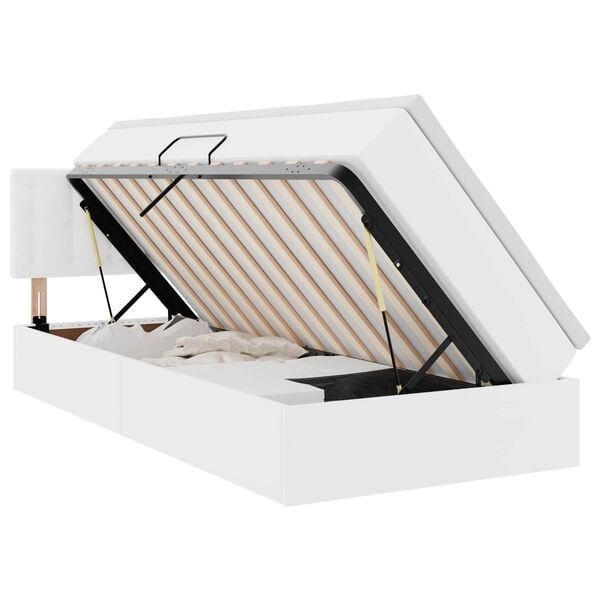 vidaXL Cama com arruma&ccedil;&atilde;o e LED com colch&atilde;o Branco Puro 90 x 190 cm