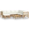 vidaXL 8 pcs conjunto lounge de jardim bambu c/ almofad&otilde;es branco nata