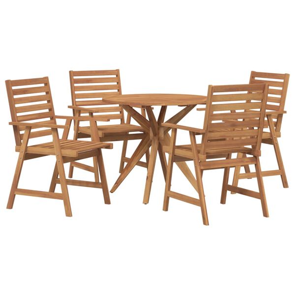 vidaXL Conjunto de jantar p/ jardim 5 pcs madeira de ac&aacute;cia maci&ccedil;a