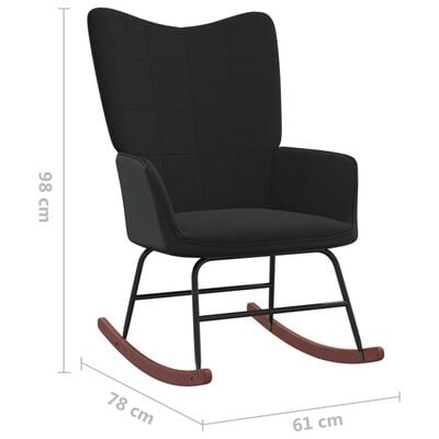 vidaXL Cadeira de baloiço com banco PVC e veludo preto