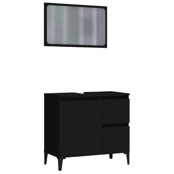 vidaXL 2 pcs conjunto m&oacute;veis casa de banho derivados de madeira preto