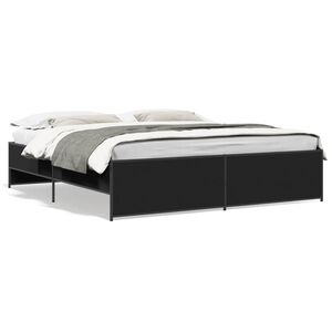 vidaXL Estrutura de cama 180x200 cm derivados de madeira/metal preto