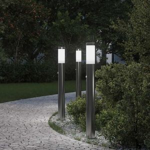 vidaXL Lumin&aacute;rias de balizamento com sensor, 3 pe&ccedil;as, 80 cm, a&ccedil;o inoxid&aacute;vel, IP44