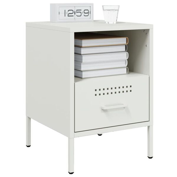 vidaXL Mesa de cabeceira 36x39x50,5 cm a&ccedil;o branco