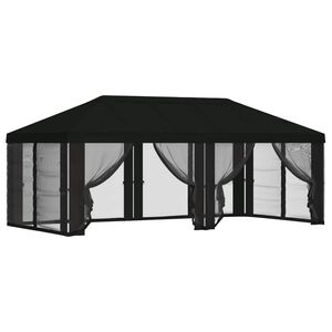 vidaXL Capa de Gazebo com Laterais 6 x 3 m Preto Poli&eacute;ster 190