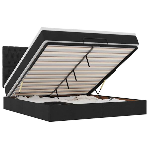 vidaXL Estrutura de cama otomana com colchão 180x200 cm tecido preto