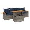vidaXL 5 pcs conjunto sof&aacute;s de jardim c/ almofad&otilde;es vime PE cinzento