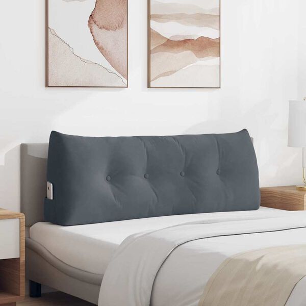 vidaXL Travesseiro para Costas Cinza Escuro 120 x 24 x 50 cm Veludo