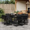 vidaXL 9 pcs conjunto de jantar p/ jardim c/ almofad&otilde;es vime PE preto