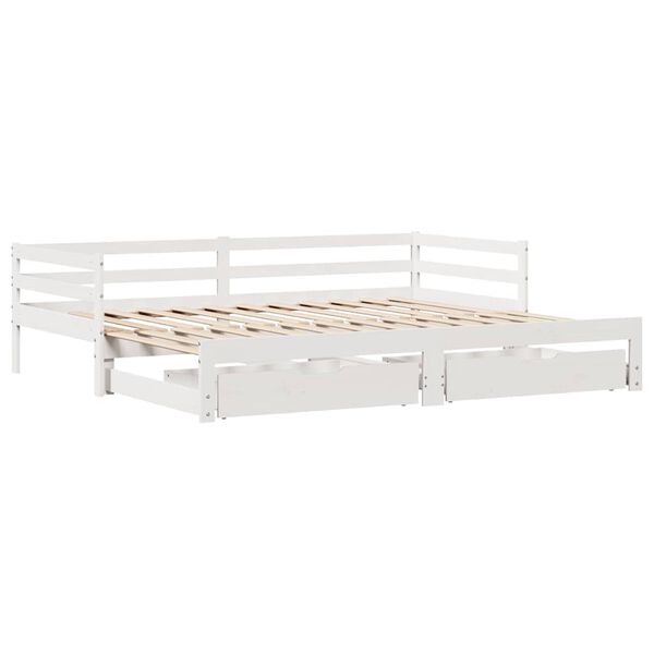 vidaXL Sof&aacute;-cama com gavet&atilde;o e gavetas sem colch&atilde;o 80x200 cm branco