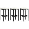 vidaXL 4 pcs conjunto de bar p/ jardim com almofad&otilde;es vime PE preto