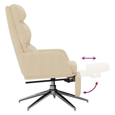 vidaXL Cadeira de descanso com apoio de pés tecido branco nata