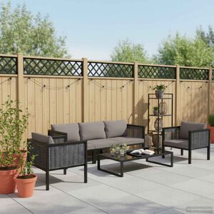 vidaXL 6 pcs conjunto lounge de jardim c/ almofad&otilde;es vime PE antracite
