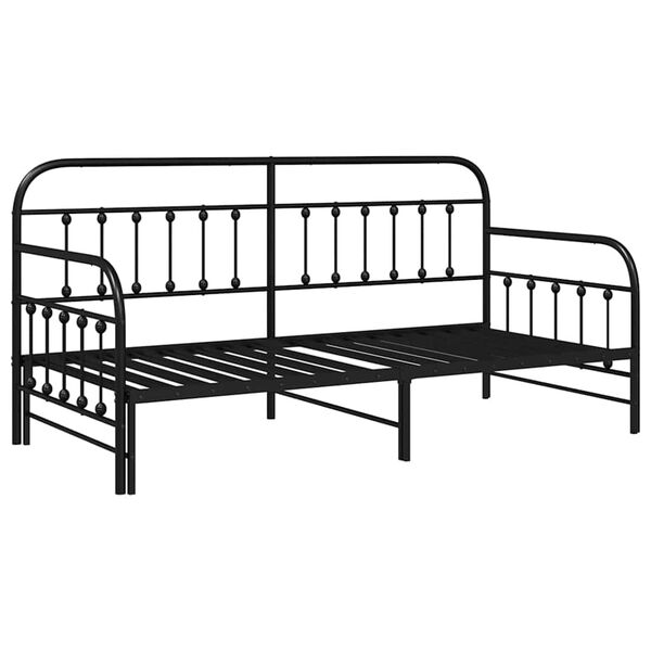 vidaXL Estrutura de cama de dia Preto 90 x 200 cm A&ccedil;o revestido a p&oacute;