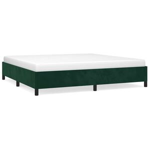 vidaXL Estrutura de cama sem colch&atilde;o 200x200 cm veludo verde-escuro